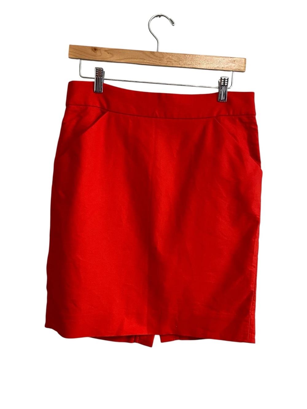J.Crew Cherry Red The Pencil Skirt Classic Preppy Cotton Skirt Size 8P